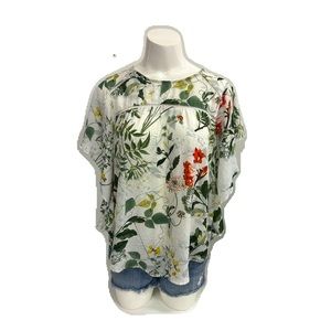 JOSEPH A FLORAL TOP RUFFLED SHOULDER IN SIZE SMALL